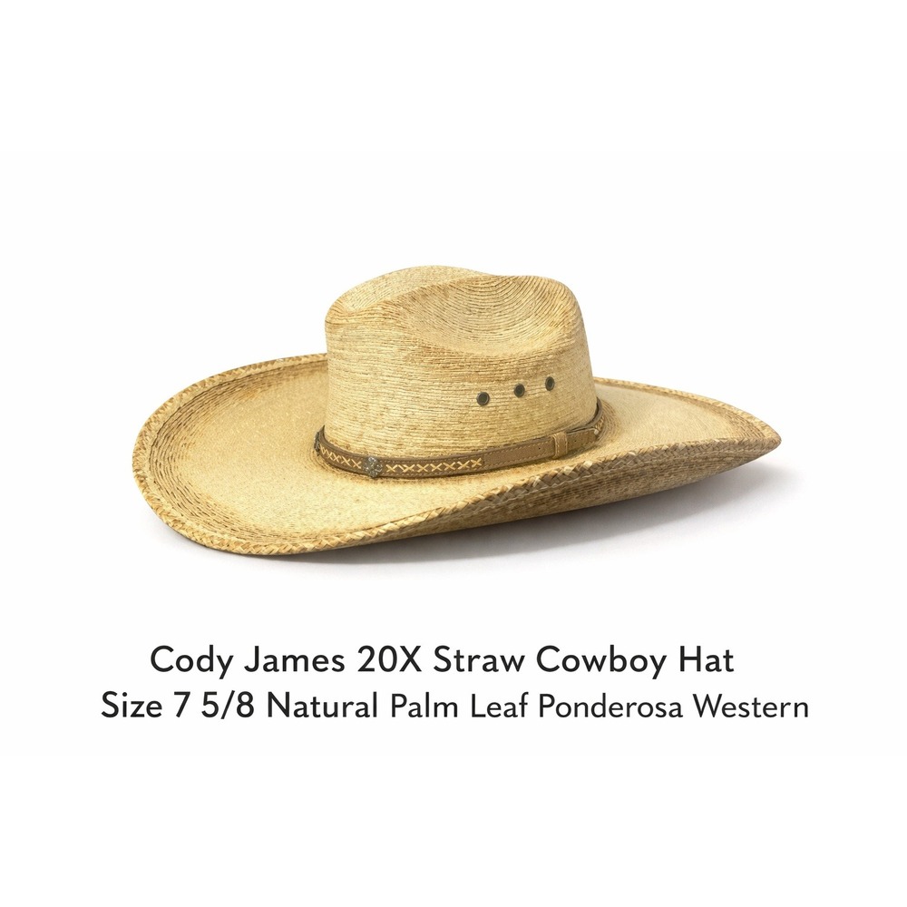 Cody‎ James 20X Natural Palm Leaf Straw Cowboy Hat 7 5/8 Ponderosa Western Hat